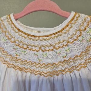 Toddler Girl Smocked White Dress